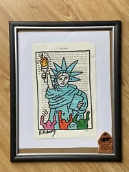Keith Haring Framed Handmade Drawing On Vtg Book Page Signed/Stamped See PicsActual drawing not print. Repop. created...