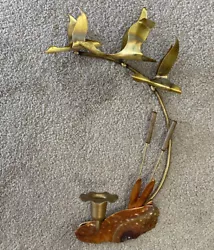 MCM Copper bird wall candle stick holder flying geese marsh.