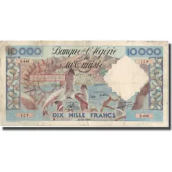 Billet, Algeria, 10,000 Francs, 1957, 1957-09-27, KM:110, TB+. Cet exemplaire provient de chez un expert numismate...