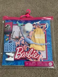 Mattel Barbie Doll Fashion Pack -JURASSIC WORLD PACK #6 (Pink Dress, Yellow Shirt plus accessories.  Smoke Free / Pet...
