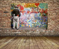 Mr. Brainwash Canvas Art Print. Life is Beautiful Graffiti Art / Pop Culture. This is a HIGH QUALITY Patch 