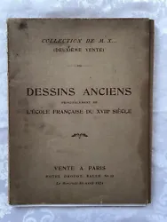 Ancien catalogue de vente Drouot 1924 collection Dessins anciens. 15 planches cartonnées Manque le récapitulatif avec...