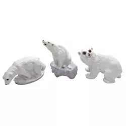Série de 3 veilleuses aux ours aux yeux en sulfure en céramique Art déco 1930 de dimension ours 1 : 22x18x15 ours 2...