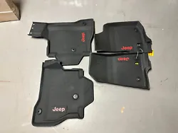 82216629AA Jeep Gladiator JT Black All Weather Floor Mats Red Lettering 2020-2022 - Mopar (82216629AA). The front mats...