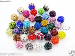20Pcs Quality Crystal Rhinestones Pave Clay Round Disco Ball Spacer Beads 6mm 8mm 10mm 12mm Pick Colors and Sizes....