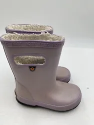 BOGS Kids Size 9 Lilac Rubber Fur Lining Waterproof Winter Girls Boots in good condition except faded color..