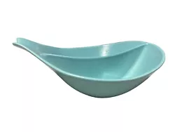Mid-Century Monterey Pottery California 2 Sided Serving Bowl 1950+ Teal Blue