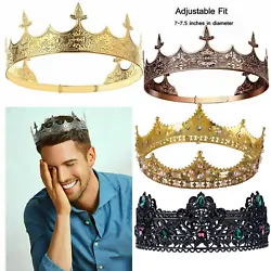 ♕ This retro king crown is made of iron and copper featuring Antique Finish, dotted with carved time-honored patterns...