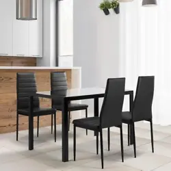 COMPLETE DINING SET: It contains four chairs and a dining table. Table : (W D H):47.25