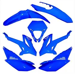 Kit carénage neuf adaptable sept pièces coloris bleu. SPO Moto Scooter. Compatible version Enduro et Motard. Vendu nu...