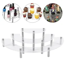 3 Layers Acrylic Cake Display Stand Cosmetics Dessert Rack Stainless Pillar Feet Product Parameters: Product Size:...