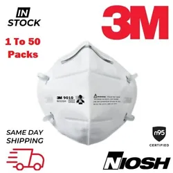 3M 9010- N95 Protective Disposable Respirator Face Mask, NIOSH / CDC Approved. NIOSH N95 approved respirator. The soft...