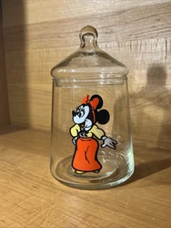 WALT DISNEY MINNIE MOUSE Vintage 1970s Apothecary Glass Canister Candy Jar. Exactly as pictured. Estate sale find....