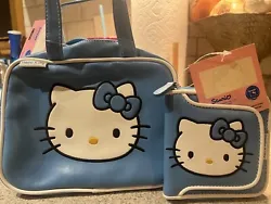 Blue Hello Kitty matching purse & wallet lot. Vintage c. 2003, never used/ new with tags.Cute set - stored in dry, air...