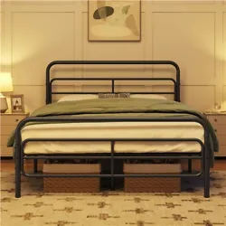 【Modern Industrial Appeal】Designed with your aesthetic in mind, this metal bed frame boasts a sleek, modern style...