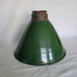 Vintage Green Enamel Porcelain Industrial Farm Light Shade  This shade measures approx 6 1/2