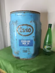 Ancien bidon Esso Exxon hexagonal bleu 41cm de hauteur Diamètre 18/30cm Voir photos pour létat