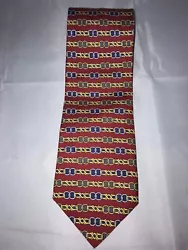 Paolo Gucci Red Horsebit 100% Italian Silk Classic Neck Tie.