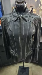 Harley Davidson Escapade  Black Leather Jacket 97079-06VW/000L   Zippered cuffs  Distressed look  2 inside pockets  ...
