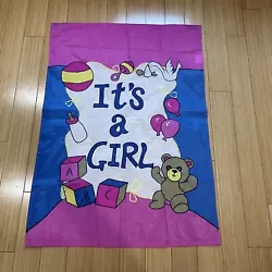 Pre ownedAdd some excitement to your gender reveal celebration with this vintage 1995 Its A Girl garden flag. Measuring...
