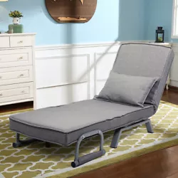 Folding Sofa Bed 5 Position Arm Chair Single Sleeper Bed Chair Recliner Gray. This sleeper chair is perfect for your...
