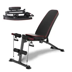 Feature:     HEAVY-DUTY CONSTRUCTION:Strength training adjustable bench is designed with a unique frame with steel...
