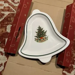 Pfaltzgraff Christmas Heritage Bell Dish Traditional Tree Plate Candy Nut Bowl.