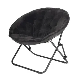Kick back and relax with the Mainstays Plush Saucer Chair in Black, perfect for kids and teens. Made with soft velvet...
