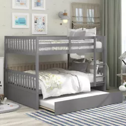 The trundle under the bottom bed makes this piece a great option for sleepovers. Slat kit included so box springs are...