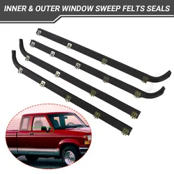 Set of 4 pieces window sweep felts seals weatherstrip for driver and passenger side front inner and outer. For...