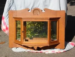 Antique Mission Arts & Crafts Solid Quarter Sawn Oak Hanging Wall Mount Curio Cabinet Display Case Shadow Box with...