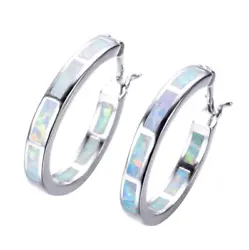 Material.925 Sterling Silver, Rhodium Plating, Synthetic Opal, Cz.