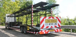 MNT 018 – BLACK OPEN CAR TRANSPORTER FOR 6 CARS. – working interior ramp platform. – separate back ramp platforms...
