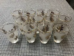 Vintage Libbey Hostess Glassware 8 Piece Set Gold Leaf 8oz Glasses
