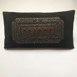 Artisan made, one of a kind beaded lumbar pillow. Backed with black cotton sateen, knife edged, stitched closure. 80/20...