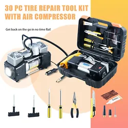 Compact and portable, this OMT leak repair kit provides an air compressor and 30 patching tools for you to get your...
