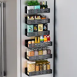 【Humanized Design】 Super Easy to install and dismantle the fridge magnet organizer, don’t need to drilling or...