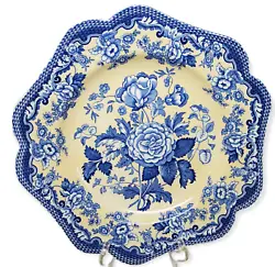 Spode Blue Room Garden Collection - Rosa Buffet / Dessert Blue & Yellow Plate(s), made in England. This pattern was...