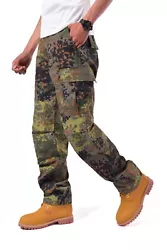 Military Multi-Pocket Camouflage / Solid Colors Cargo Pants with Zip Fly. Twill Fabric Woodland Camo. Midnight Blue...