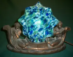 The lamp is topped with a Blue Star Burst Globe. Stunning when lit. The gondola boat base is just over a foot long and...