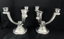 Antique Art Deco Pair French Candelabras from 1920 made from bronze and silver plated. Art Deco designed candelabras is...