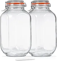 [Food grade glass] These airtight glass jars with lids made of ultra-thickness glass. 1 gallon capacity, the perfect...