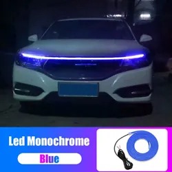1x car hood led light strip. Material: Silicon tube+LED. Light Color: Blue. Length:120 cm. --Easy to install.