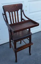 S. BENT & BROTHERS. HIGH CHAIR. THE ANTIQUE NAILS IN IT ARE INCREDIBLE. ITS IN REALLY NICE SHAPE. I HAVE NEVER SEEN...