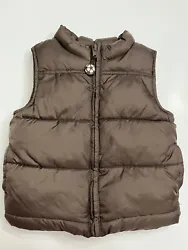 Gymboree Brown Puffer Vest, sleeveless Coat, size 2T-3T With Soccer Ball Zipper Pull. Shell: 100% nylonLining: 100%...