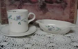 Pfaltzgraff April Cup and Saucer Set plus Oval Dish. Pretty basket weave pattern on the sides.