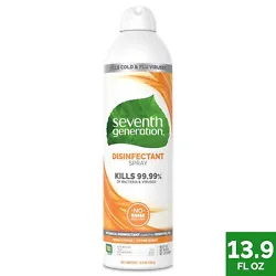 Seventh Generation Spray disinfects and deodorizes. Non-flammable propellant. Aerosol Can, Sold as Each.