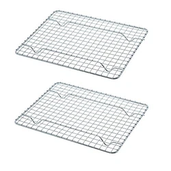 Commercial grade wire pan cooling rack.4 elevated rack feet.Chrome steel and oven safe