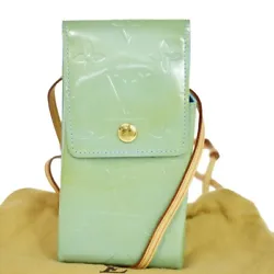 LOUIS VUITTON Green Mini Shoulder Bag Cigarette Case Monogram Vernis Patent Leather Baby Blue France M91049. Baby...