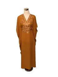 Beautiful Handmade Moroccan kaftan one size fits from size Small to XX-Large. NEED TO USE THE INNER TIE TO MAKE IT FIT...